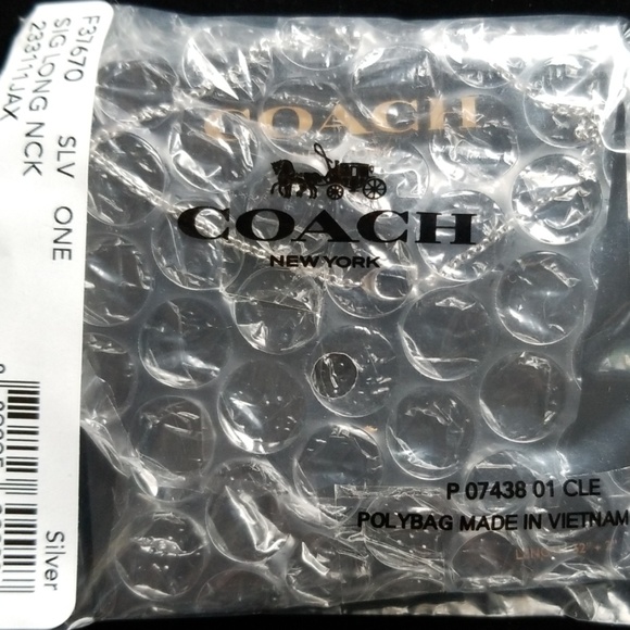 COACH Signature Long Necklace Silvertone NWT - Picture 8 of 8